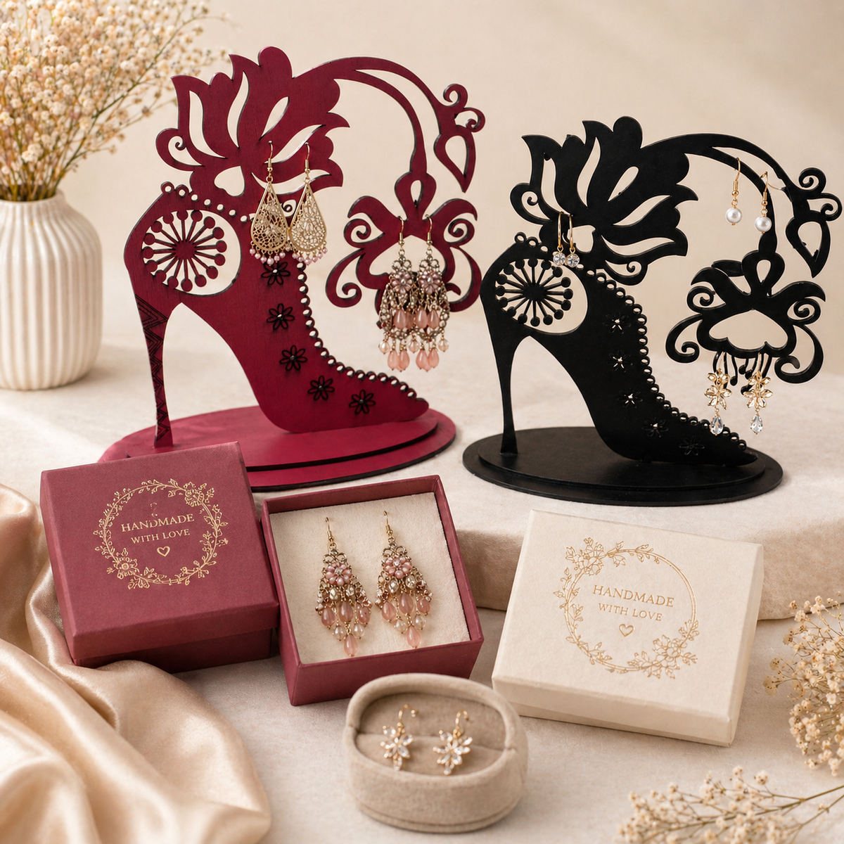 Organizatoare pentru Cercei Handmade – Eleganță și Ordine pentru Colecția Ta de Bijuterii