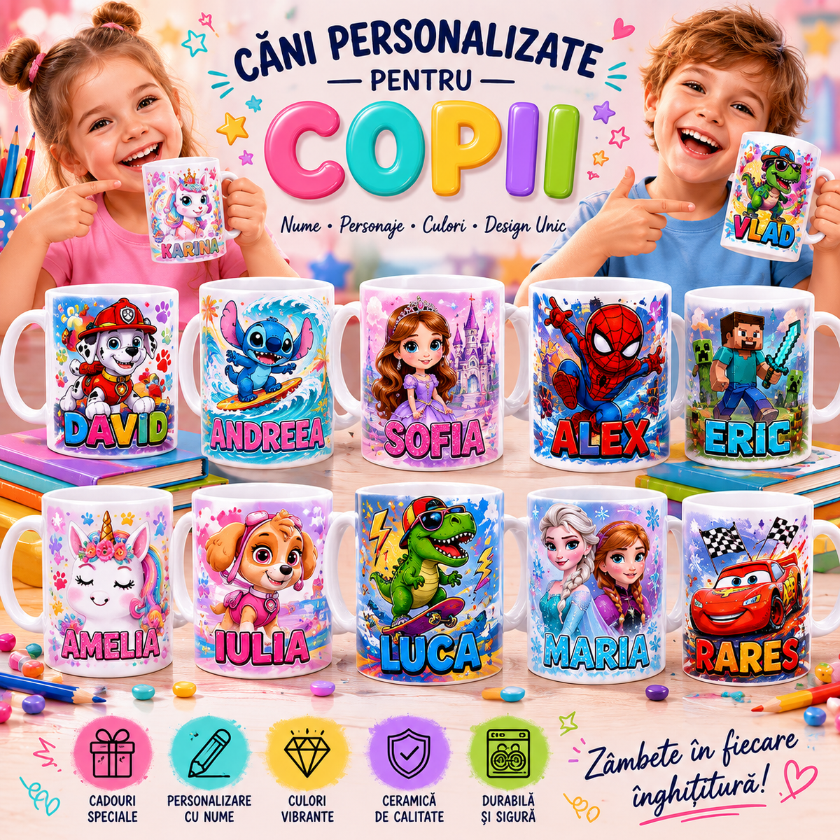 Căni personalizate pentru copii