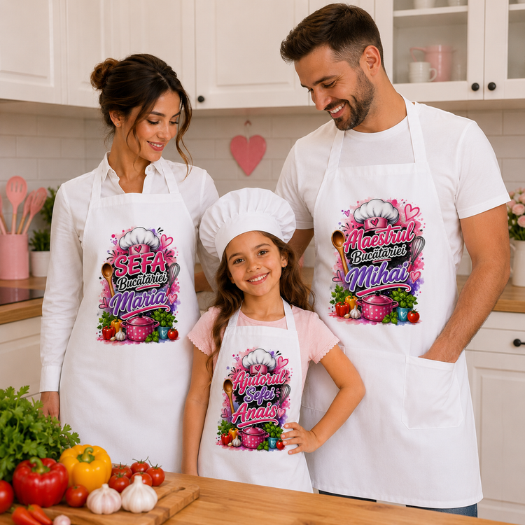 Set șorțuri personalizate pentru familie