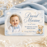 Magnet de frigider personalizat pentru botez cu poză și nume – Mărturie pentru invitați