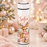 Termos Personalizat 500 ml cu Infuzor de Ceai și Nume – Căprioară de Crăciun