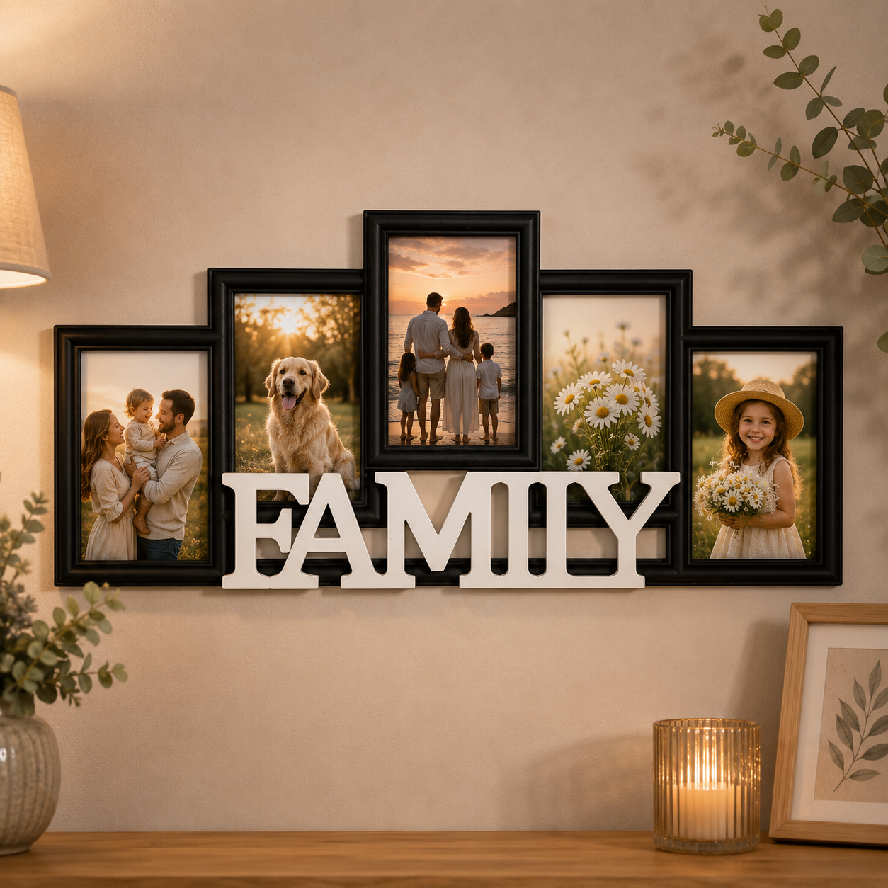 Ramă Foto Colaj „FAMILY” – 5 Fotografii 10×15 cm