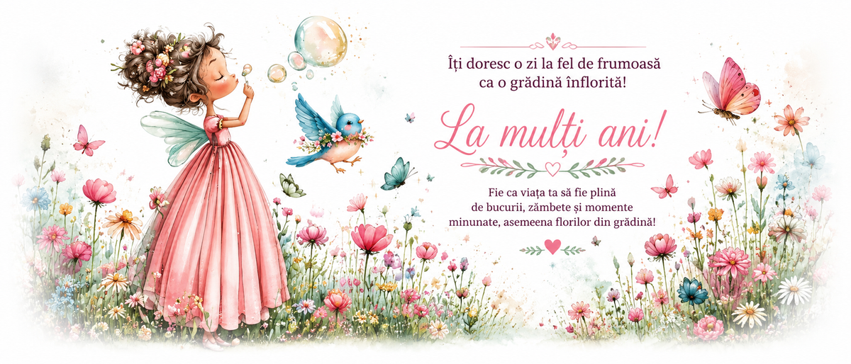 Cană Aniversară cu Zână și Mesaj „La Mulți Ani” – 330 ml