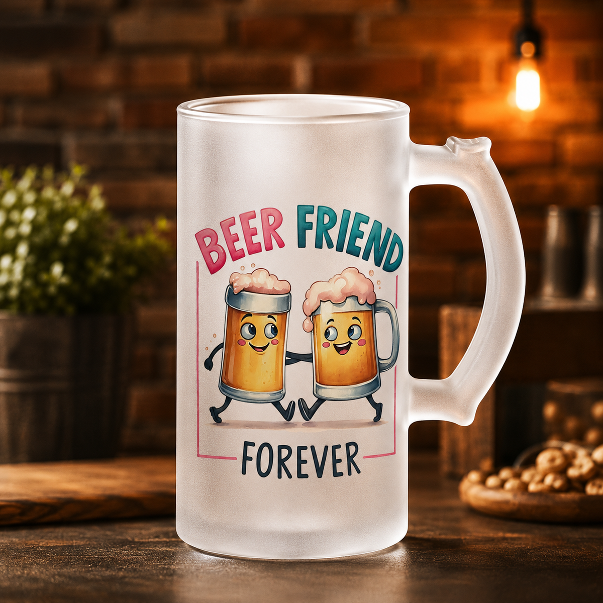 Halbă de bere 500 ml „Beer Friend Forever” – cadou amuzant pentru prieteni