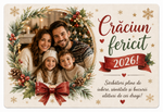 Magnet de Crăciun personalizat cu fotografie de familie – „Crăciun Fericit 2026!”