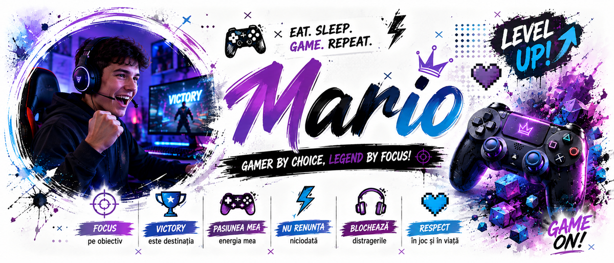 Cană personalizată gamer cu fotografie și nume – gamer prin alegere, legendă prin concentrare