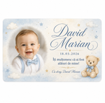 Magnet de frigider personalizat pentru botez cu poză și nume – Mărturie pentru invitați