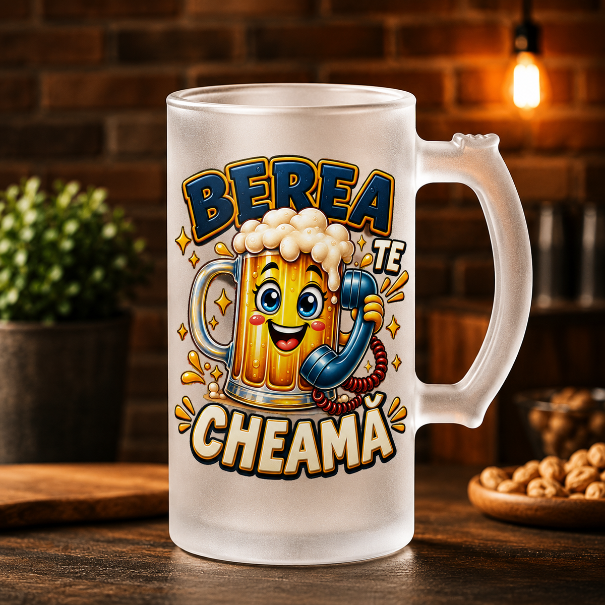 Halbă de bere 500 ml „Berea te cheamă” – cadou amuzant pentru iubitorii de bere