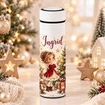 Termos Personalizat 500 ml cu Infuzor de Ceai și Nume – Zână de Crăciun