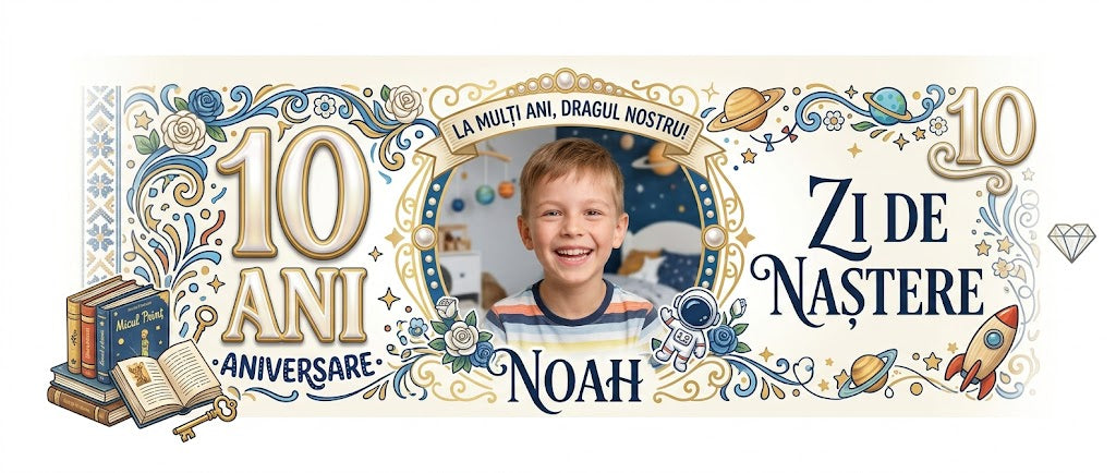 Cană personalizată aniversare 10 ani – cu poză și nume | Cadou unic pentru băieți