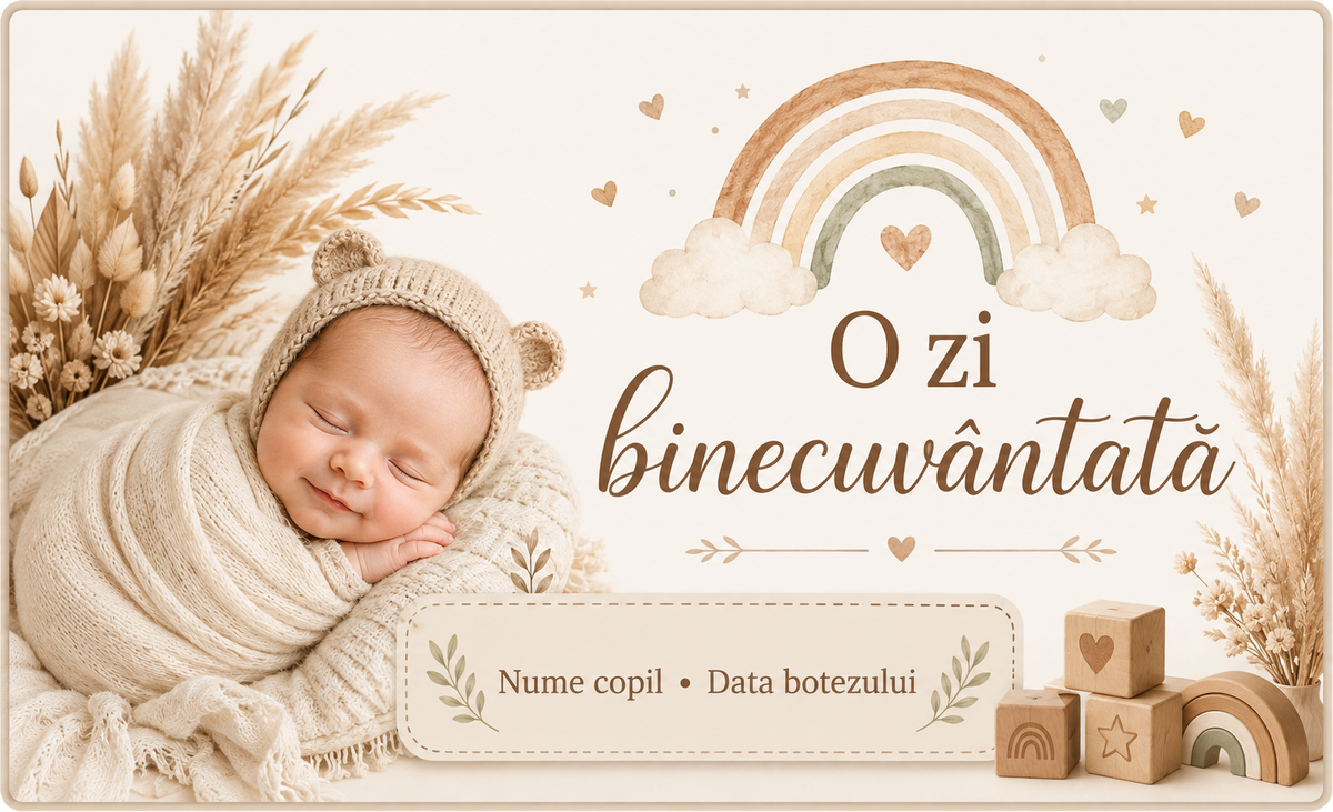 Mărturie de botez personalizată – Magnet de frigider 9 × 5,5 cm cu fotografie și nume