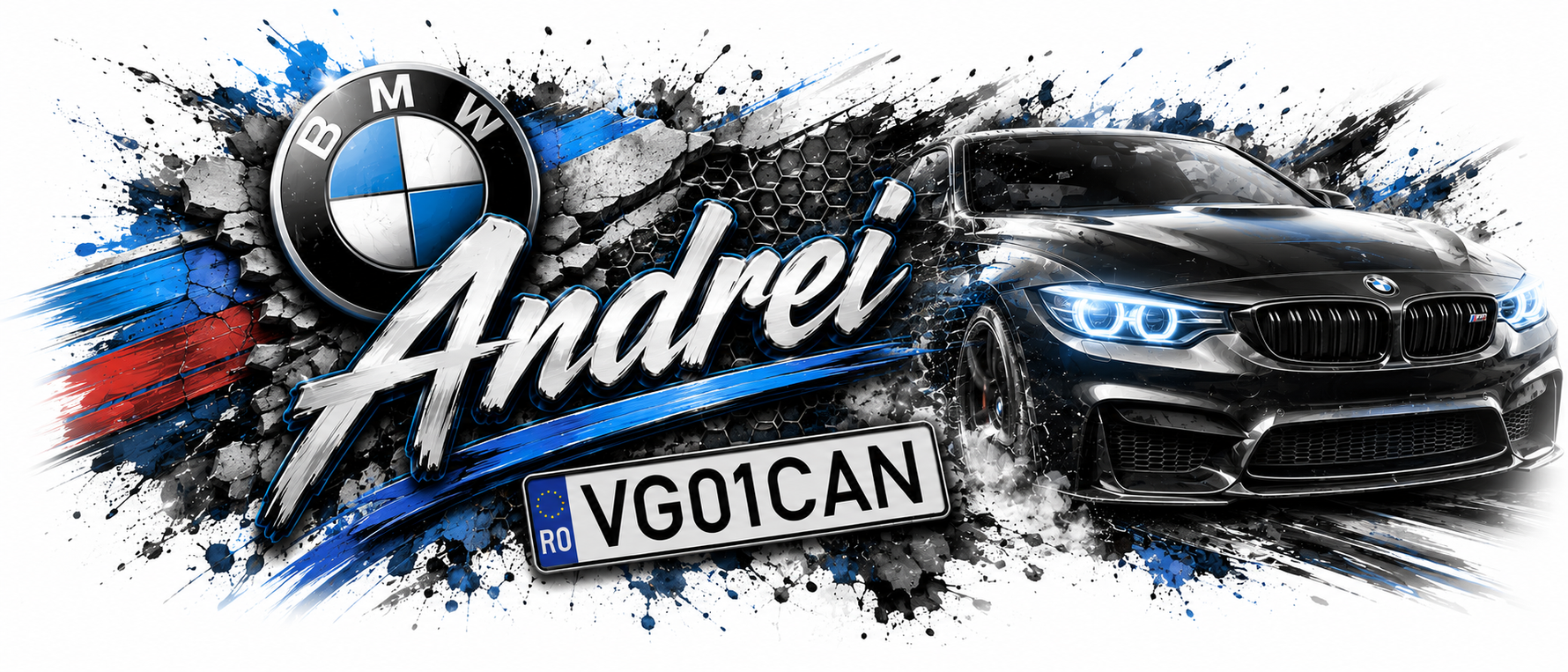Cană personalizată BMW cu Nume și Număr de Înmatriculare – Cadoul Perfect pentru Pasionații Auto