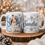 Cană personalizată cu nume – Zână albastră de iarnă