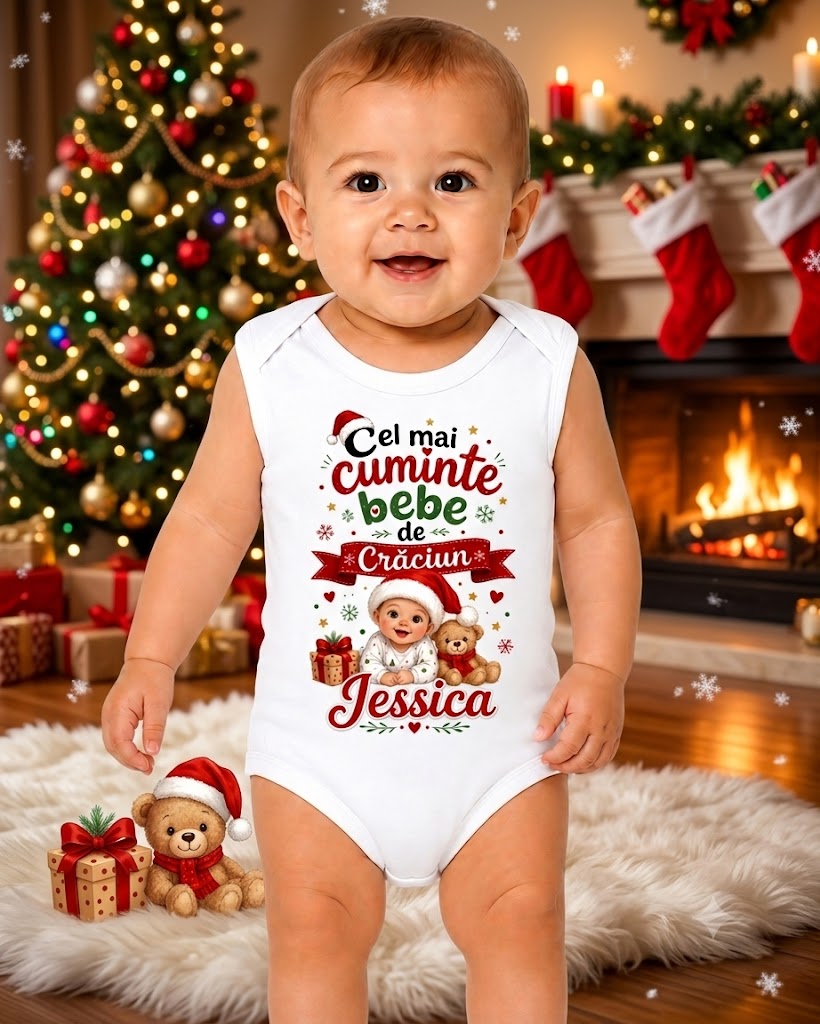 Body Bebe Personalizat pentru Crăciun – Cadoul Perfect pentru Primul Sărbători Alături de Cei Dragi