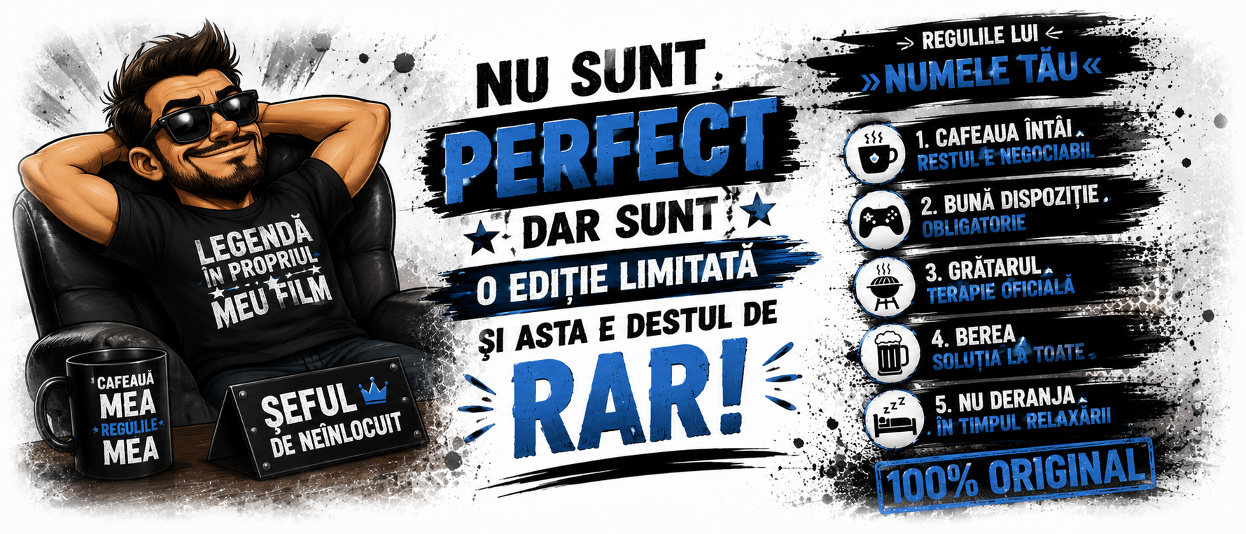 Cană Personalizată Amuzantă „Nu Sunt Perfect, Dar Sunt O Ediție Limitată” – 330 ml | Personalizare cu Nume