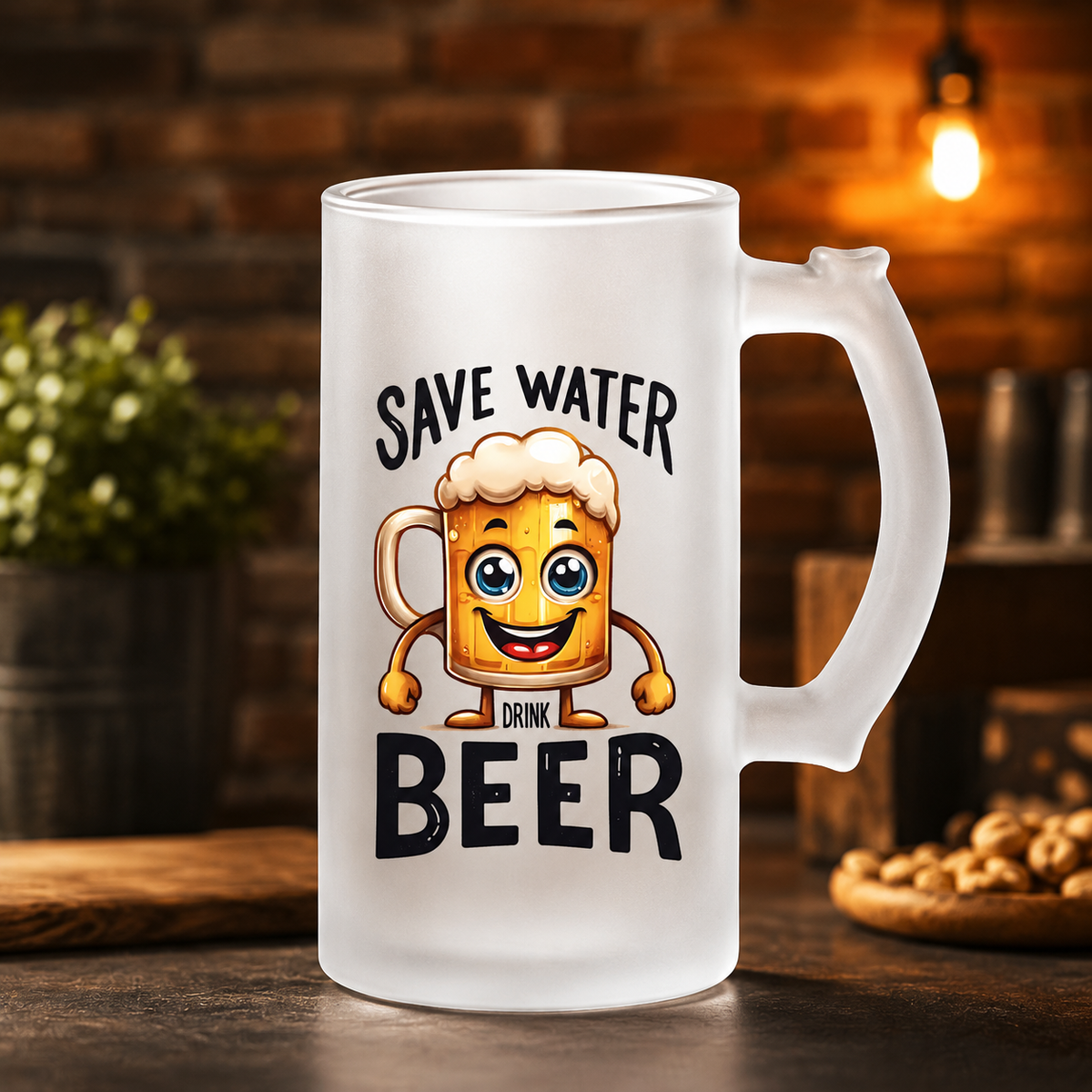 Halbă de bere 500 ml „Save Water, Drink Beer” – cadou amuzant pentru iubitorii de bere