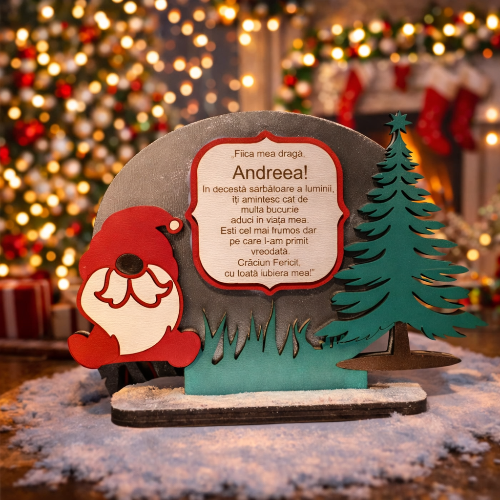 Decorațiune personalizată Crăciun cu mesaj – cadou emoționant pentru cei dragi