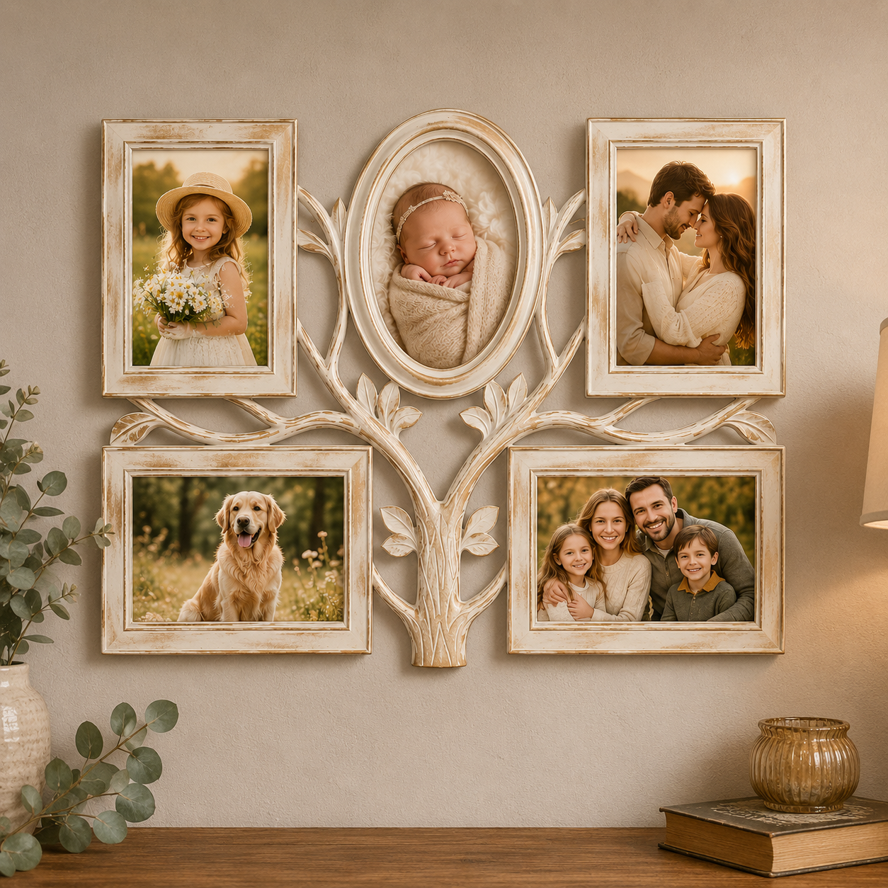 Ramă Foto Colaj Arbore de Familie – 5 Fotografii
