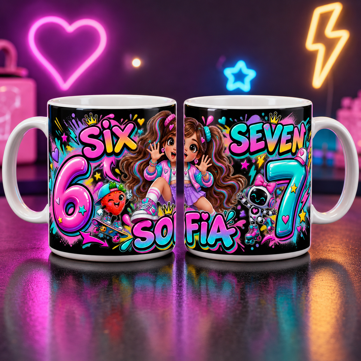 Cană personalizată „Six Seven – 67” cu nume – 330 ml