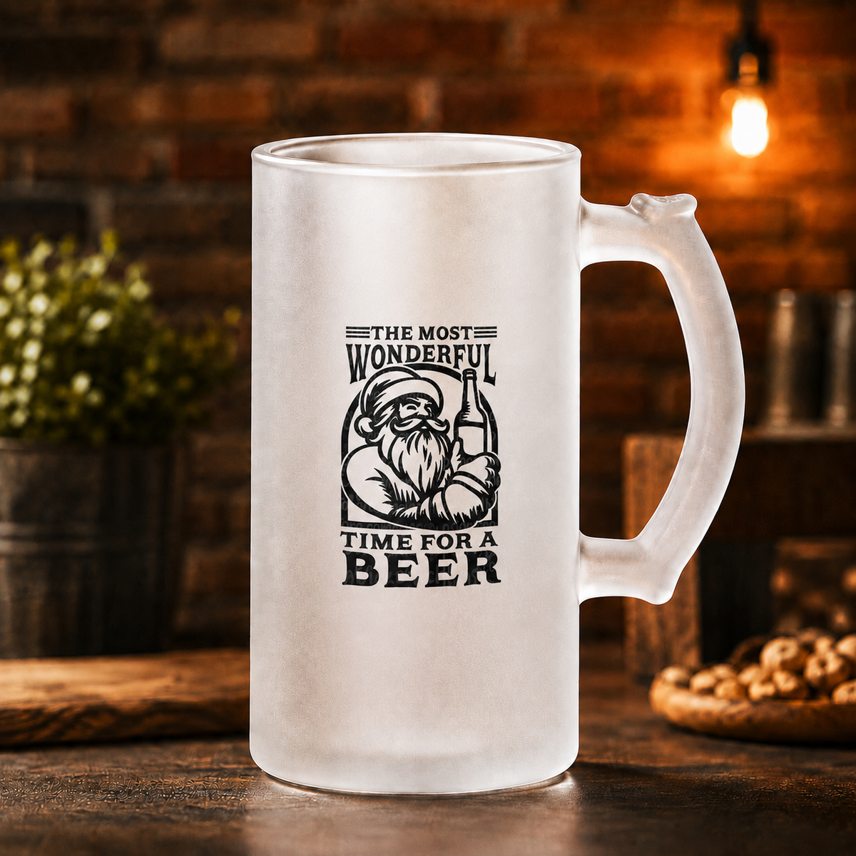 Halbă de bere 500 ml „The Most Wonderful Time for a Beer” – cadou amuzant de Crăciun pentru iubitorii de bere