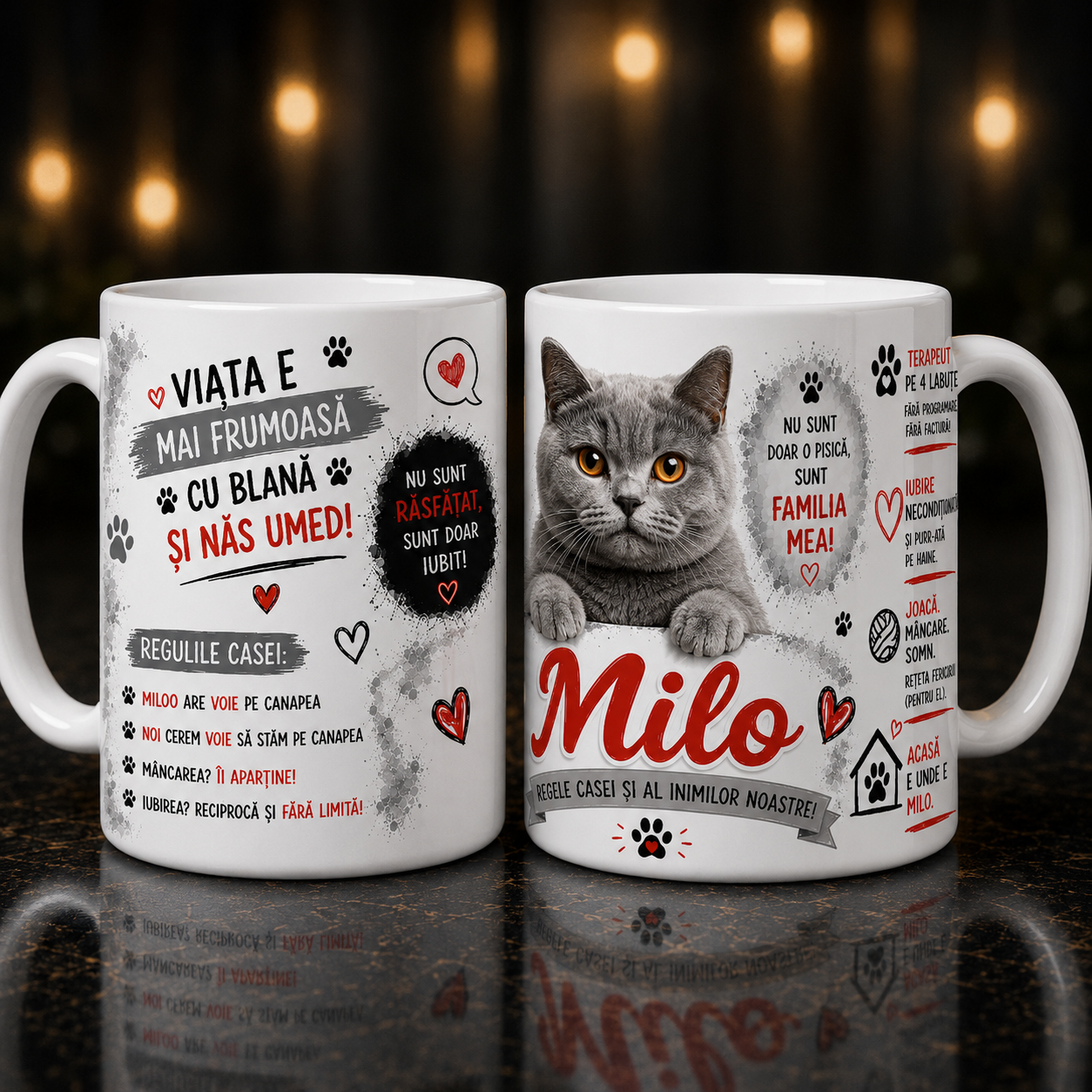 Cană personalizată cu nume – British Shorthair | Cadou personalizat pentru iubitorii de pisici
