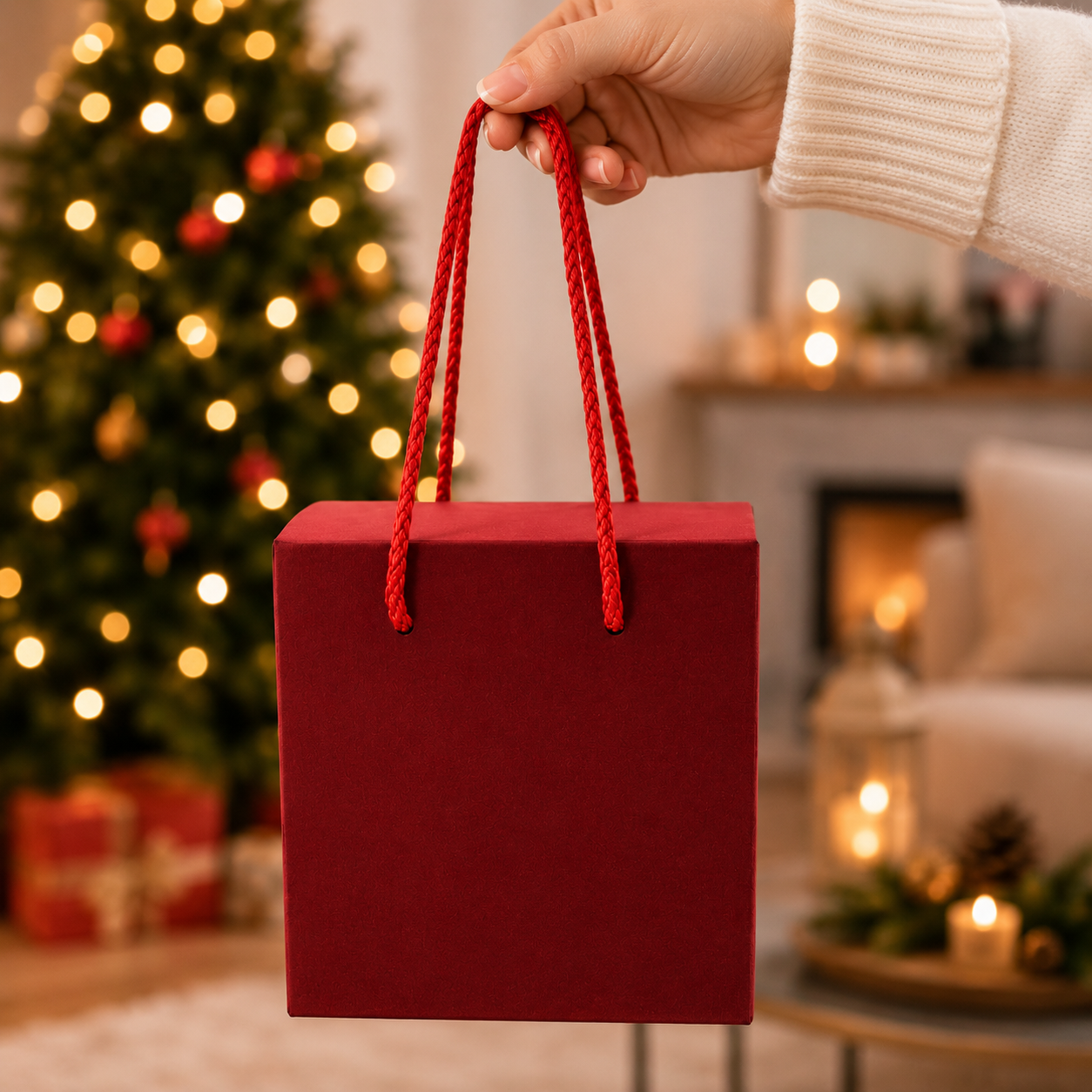 Cutie cadou rosu pentru cană cu mâner – ambalaj elegant pentru cadouri personalizate