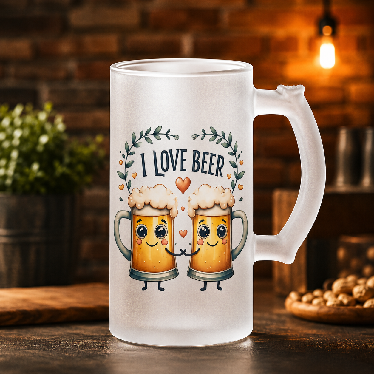 Halbă de bere 500 ml „I Love Beer” – cadou amuzant și original