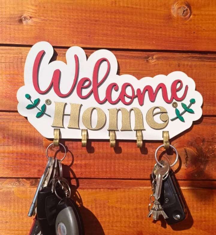 Suport chei de perete „Welcome Home” – Cuier decorativ pentru hol