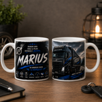Cană personalizată pentru șofer de camion cu nume – cadou pentru camionagiu, 330 ml