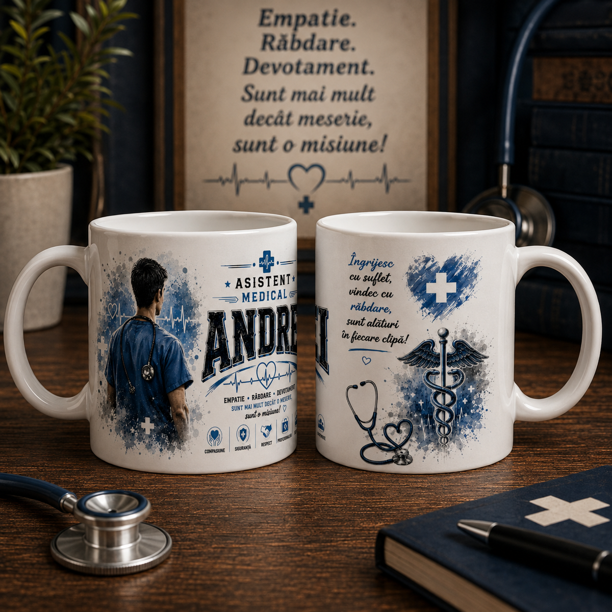 Cană Personalizată Asistent Medical cu Nume – 330 ml