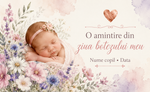 Mărturie de botez fetiță – Magnet de frigider personalizat 9 × 5,5 cm cu fotografie și flori pastel
