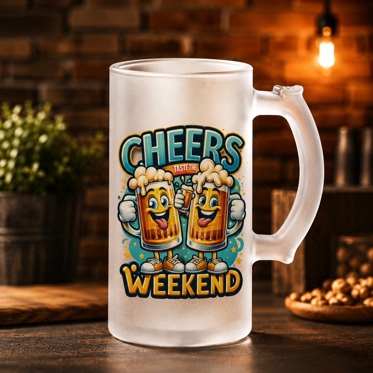 Halbă de bere 500 ml „Cheers Weekend” – cadou amuzant pentru iubitorii de bere