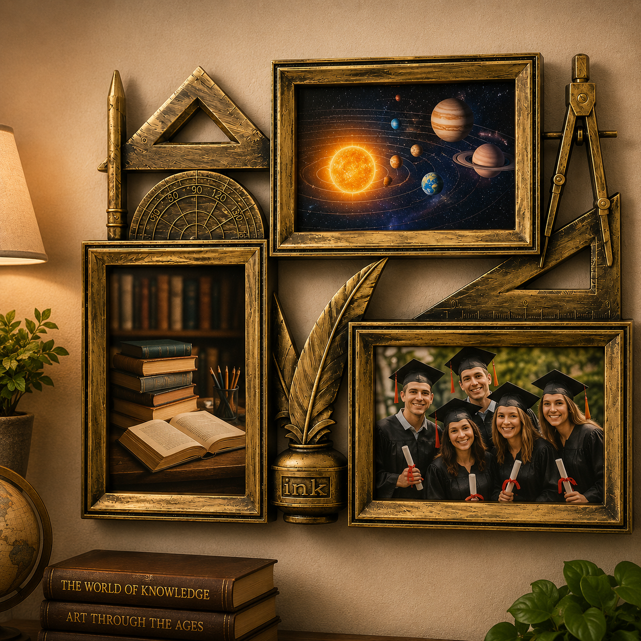 Ramă Foto Colaj Premium – 3 Fotografii Personalizabile, Tematică Educațională