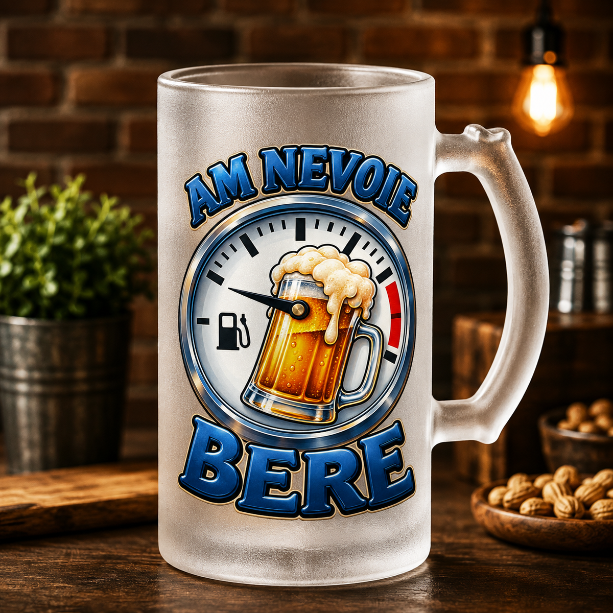 Halbă de bere 500 ml „Am nevoie de bere” – cadou amuzant pentru iubitorii de bere