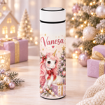 Termos Personalizat 500 ml cu Infuzor de Ceai și Nume – Unicorn de Crăciun