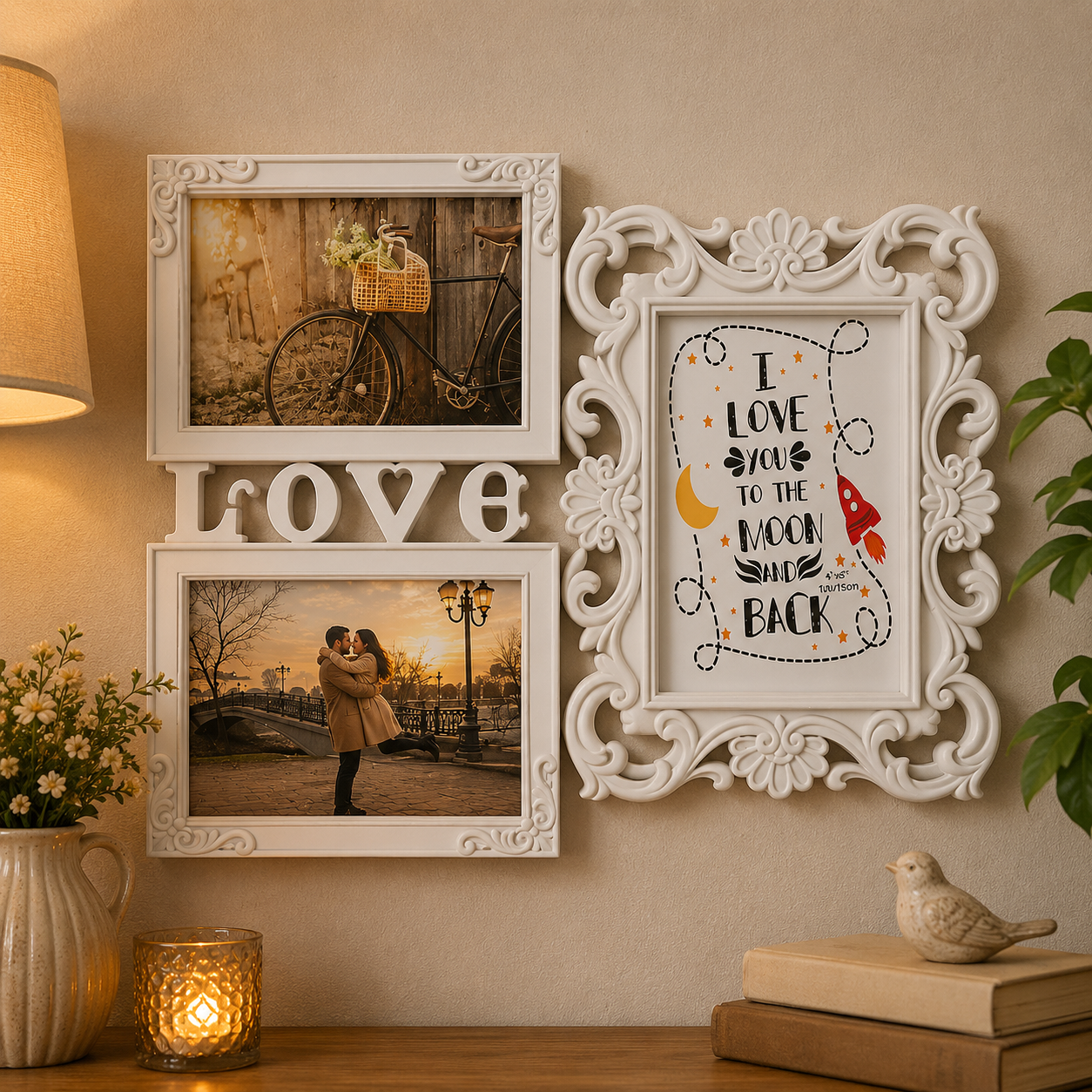 Ramă Foto Colaj „LOVE” – 3 Fotografii Personalizabile