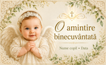 Mărturie de botez fetiță – Magnet de frigider personalizat 9 × 5,5 cm „O amintire binecuvântată”