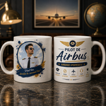 Cană personalizată Pilot de Airbus cu fotografia și numele Andrei Popescu