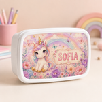 Set personalizat pentru copii cu lunchbox și termos – model unicorn cu nume