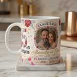 Cană Personalizată Aniversare 15 Ani de Căsătorie – Nunta de Cristal, 330 ml