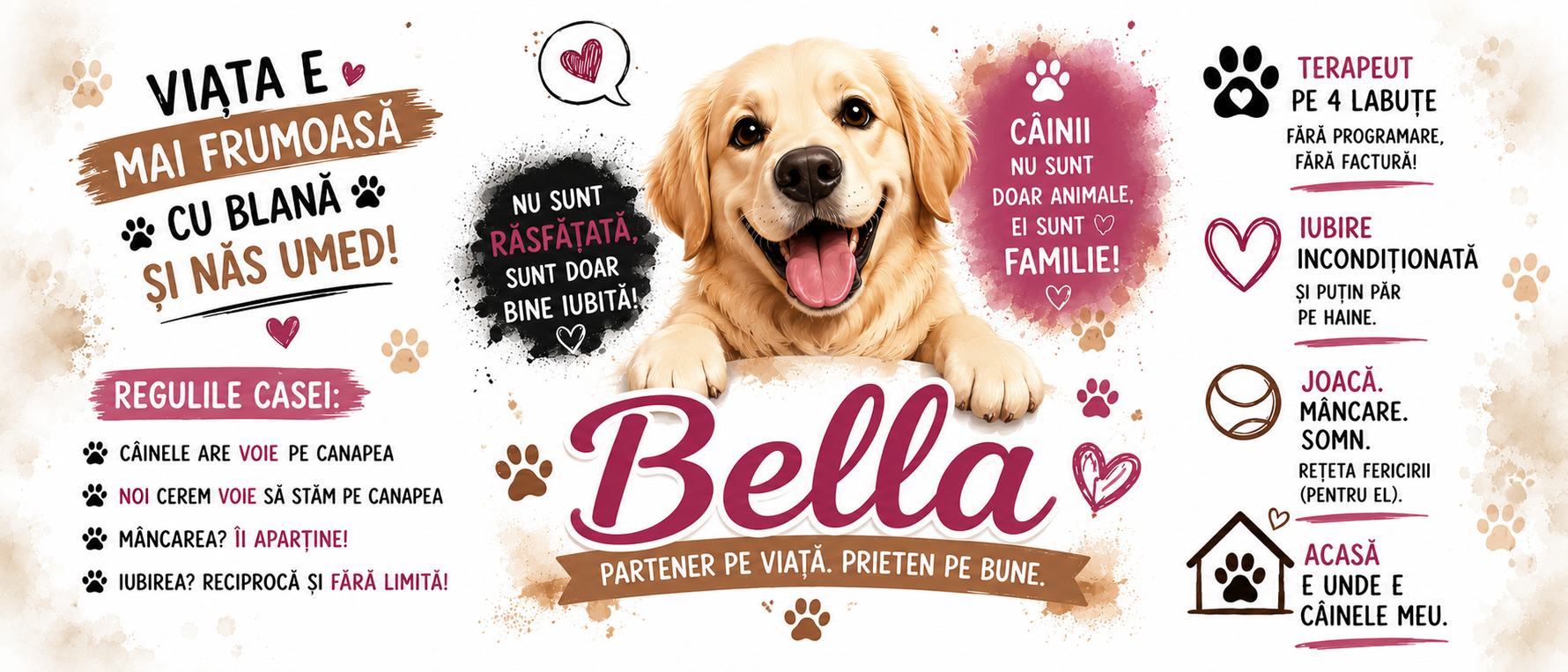 Cană personalizată cu nume – Iubitor de Golden Retriever | Cadou personalizat pentru stăpânii de câini