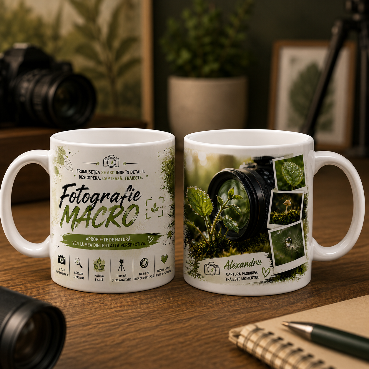 Cană Personalizată pentru Fotograf Macro cu Nume – 330 ml