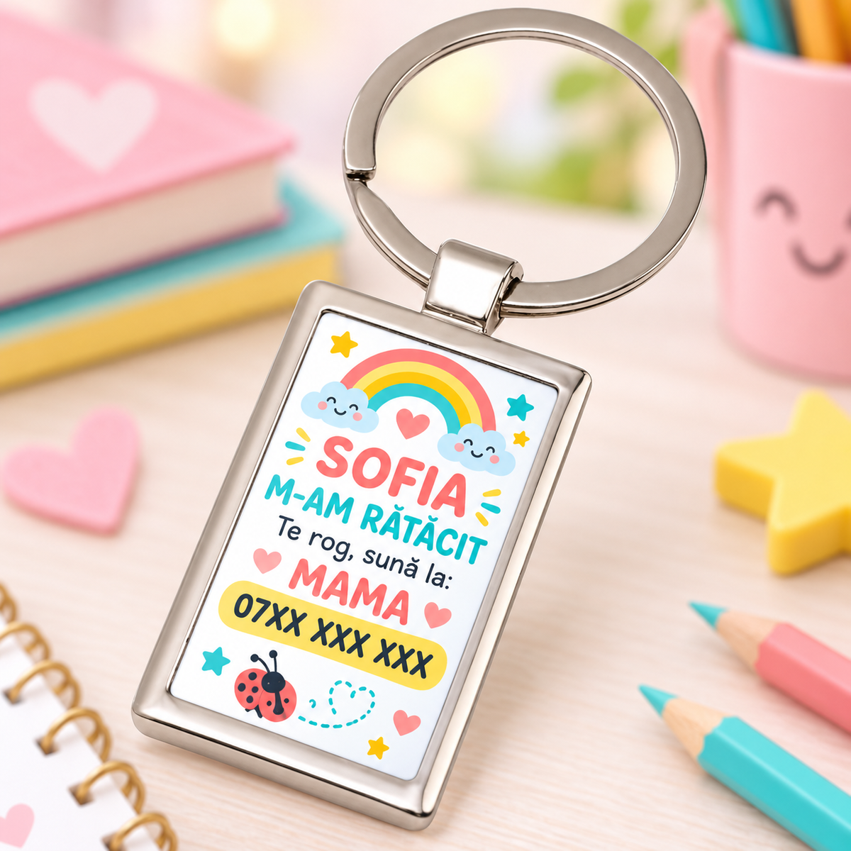 Breloc personalizat pentru copii cu autism – date de contact