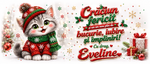 Cană personalizată de Crăciun cu nume – Pisicuță festivă și mesaj de sărbători 🎄🐱