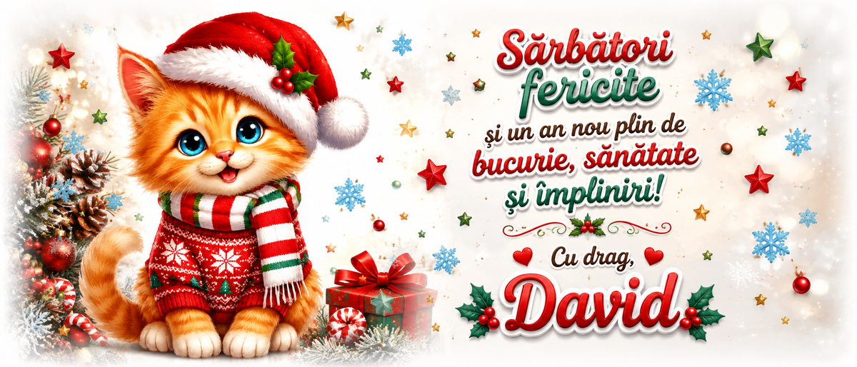 Cană personalizată de Crăciun cu nume – Pisicuță festivă
