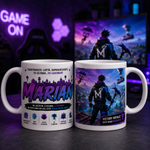 Cană personalizată pentru gamer cu nume – model Battle Royale, 330 ml
