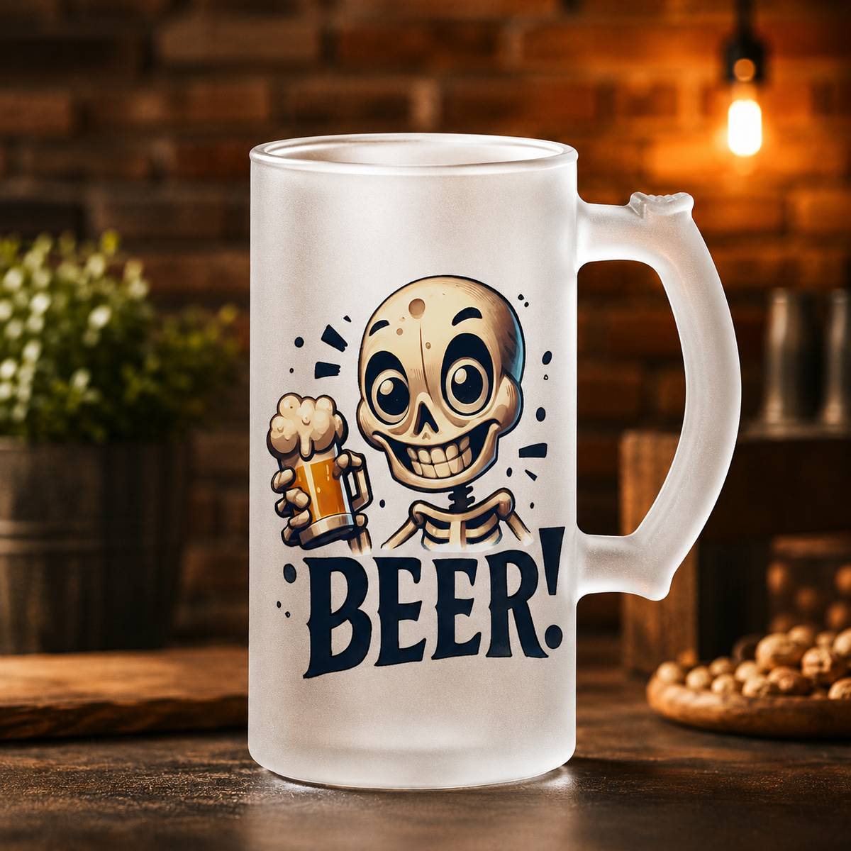 Halbă de bere 500 ml „Beer Skeleton” – cadou amuzant pentru iubitorii de bere