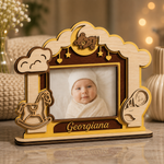 Ramă foto personalizată pentru bebeluși din MDF – Poză 10x15 cm