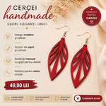 Cercei Handmade 6cm Roșii din Lemn Fire – Eleganță și Stil în Fiecare Detaliu