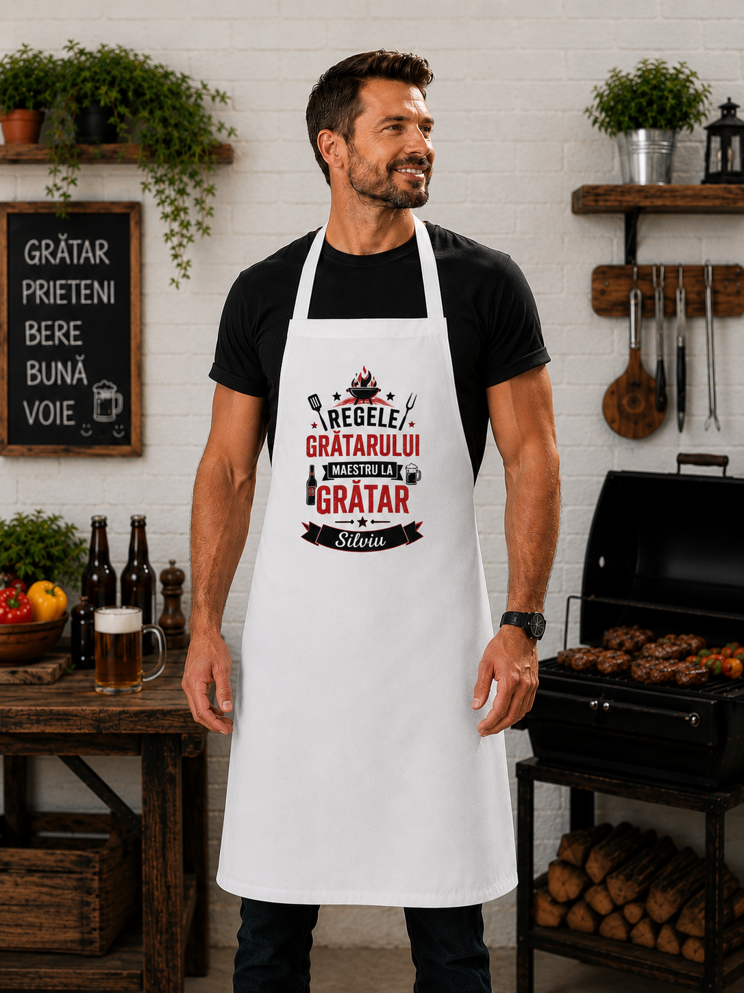 Șorț personalizat „Regele Grătarului” – cu nume personalizabil